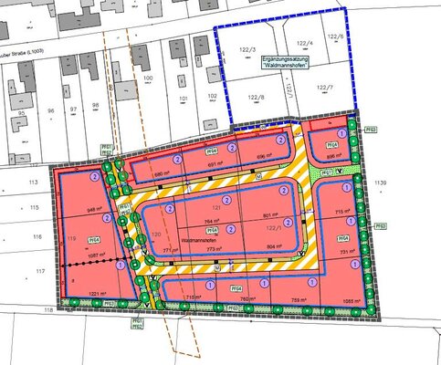 Lageplan zum Baugebiet "Rück"